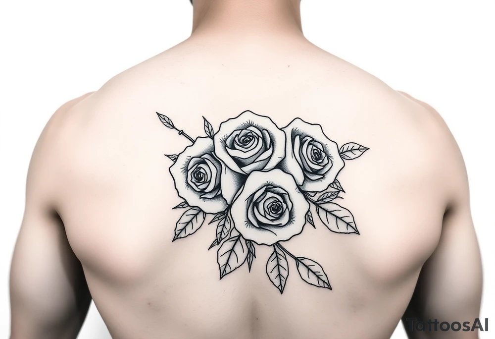 Daniya singleton with roses around it tattoo idea