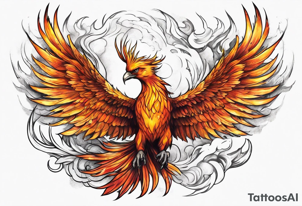 Phoenix riding from the ashes tattoo idea