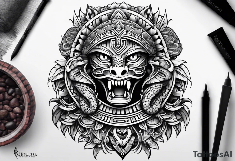 aztec snake sleeve tattoo idea