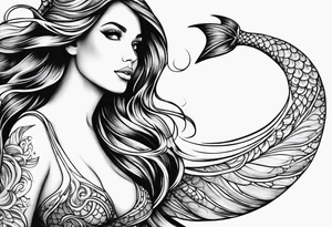 flowing mermaid tail tattoo idea