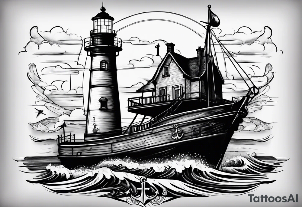 Lighthouse and anchor that says "my beacon, my anchor" tattoo idea