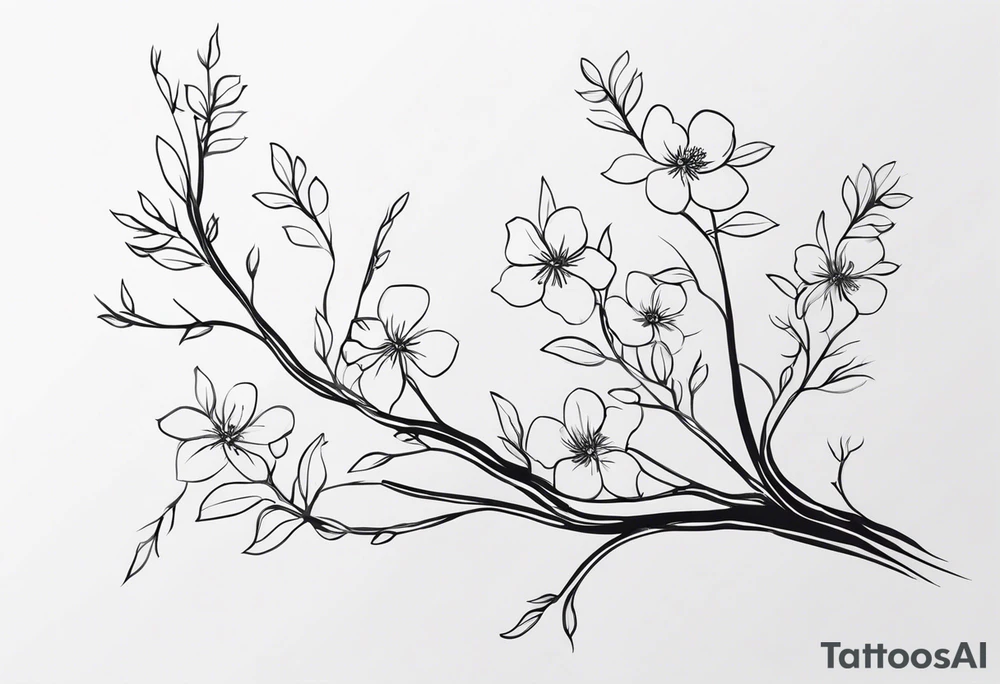 Spine, branches, flowers tattoo idea