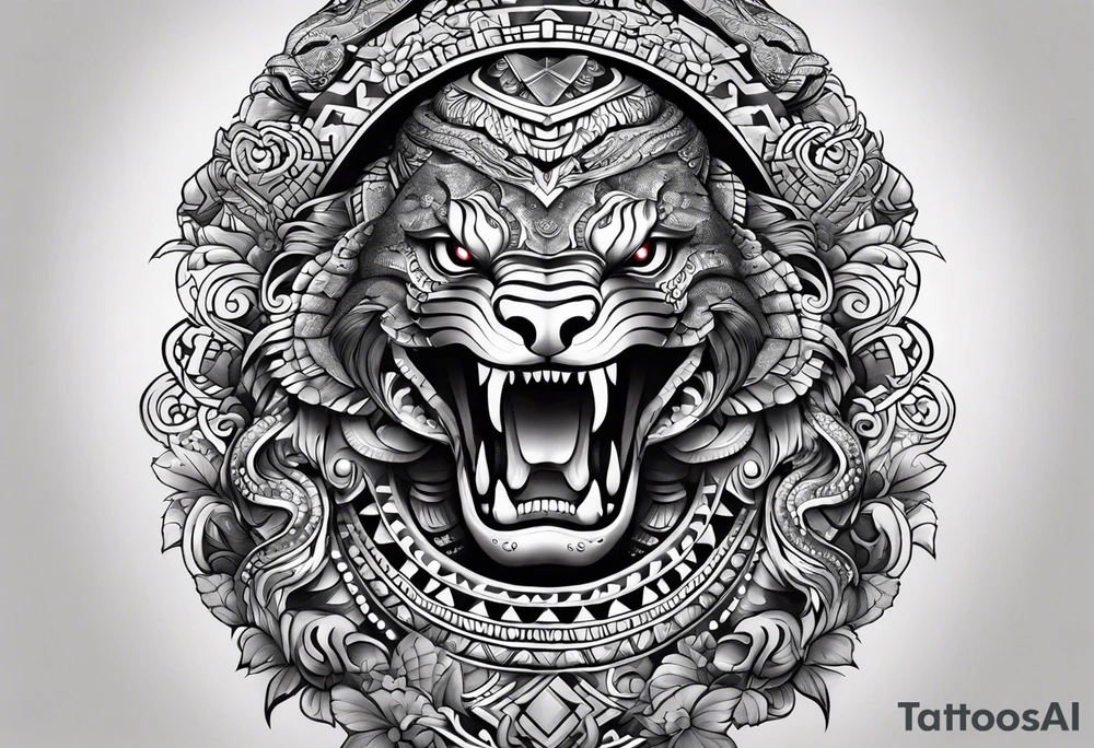 aztec snake sleeve tattoo idea