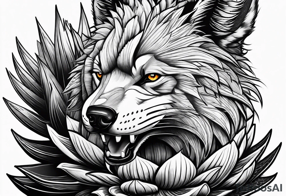 Lobo com cactos tattoo idea