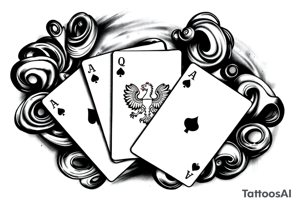 Poland symbol and poker cards Add casino money to it. tattoo idea