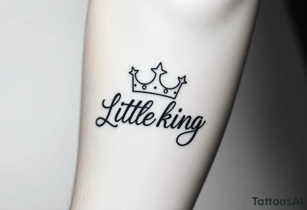 Little King written, crown, cursive tattoo idea