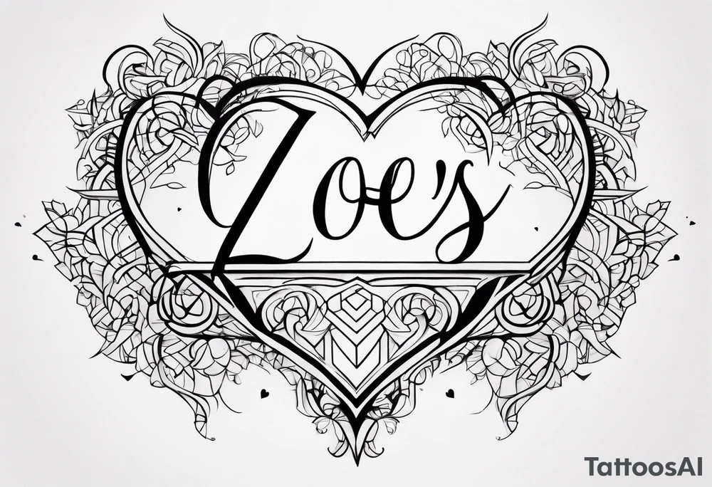 Zoe's name written with a heart next to the couple tattoo idea tattoo idea