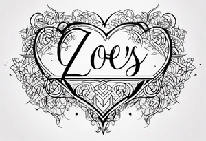 Zoe's name written with a heart next to the couple tattoo idea tattoo idea