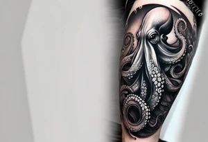 Octopus around lower leg tattoo idea
