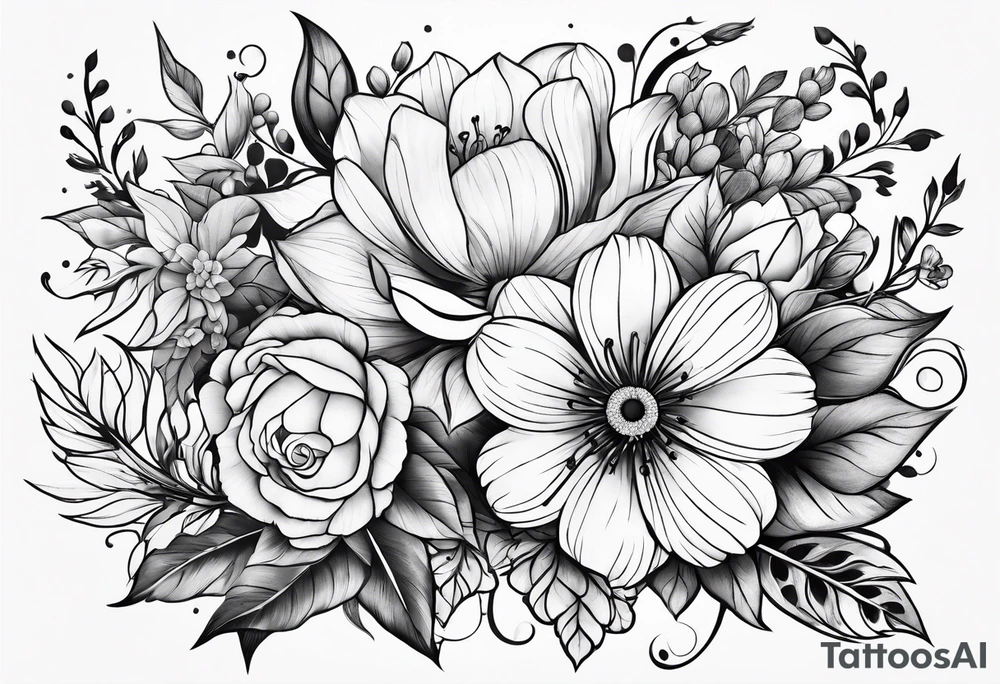 Flower mixture tattoo idea