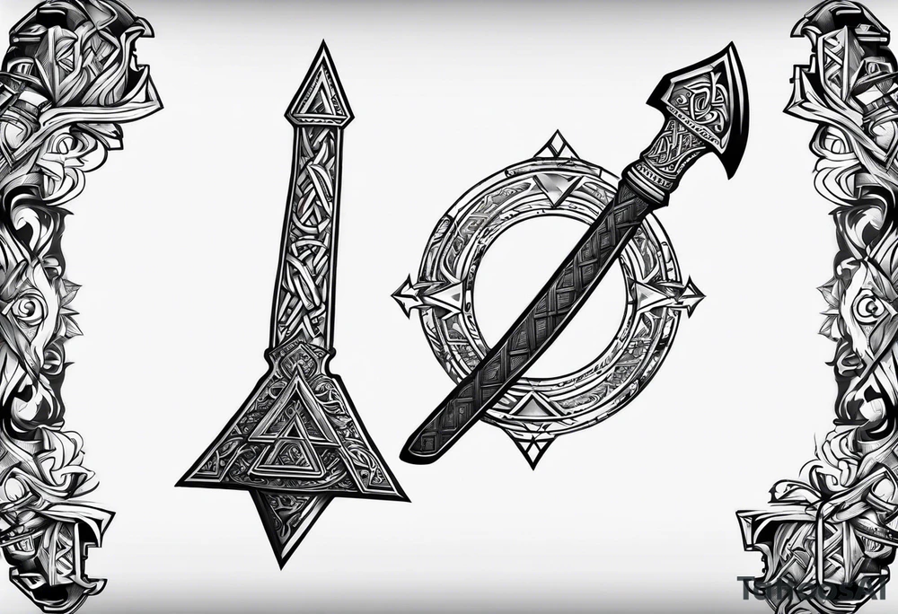 Valhalla valknut sword axe tattoo idea
