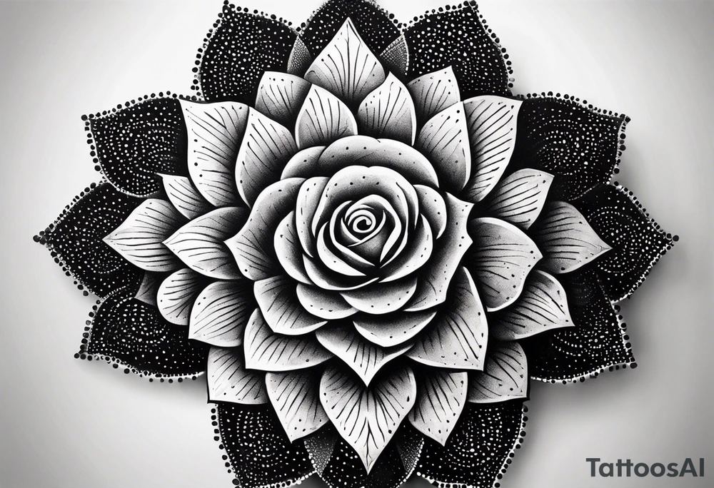 Geometric rose mandala tattoo idea