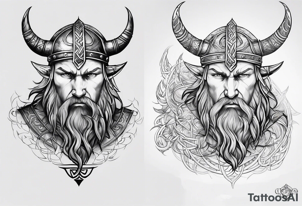 Make a viking shest tattoo dat cover the howl chest use symbol the triple horns and the symbol web of wyrd tattoo idea