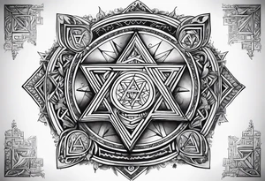 tetragrammaton representation of chosen one and a secret message written in Hebrew from God tattoo idea