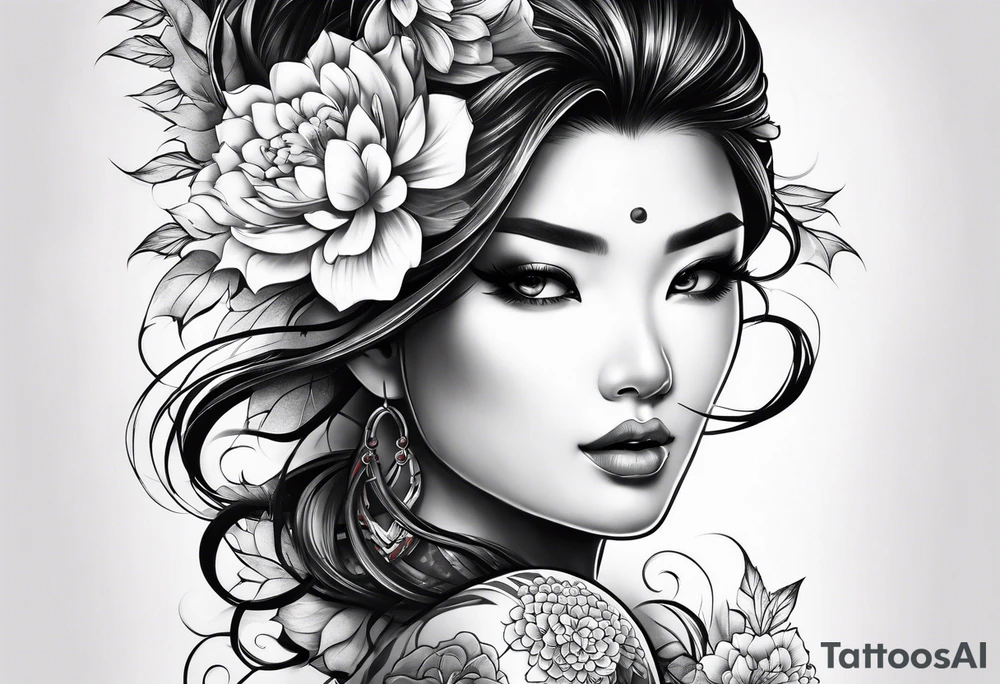 Japanese leg sleeve tattoo idea