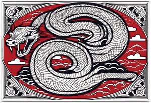 World serpent fighting in a typhoon tattoo idea