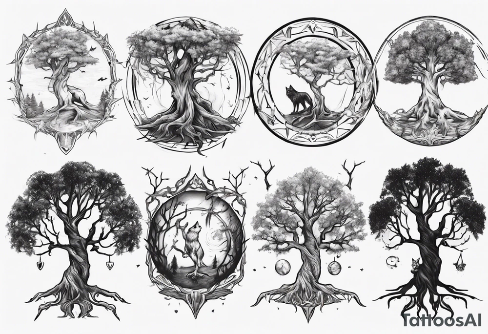 Wolven tree tattoo idea