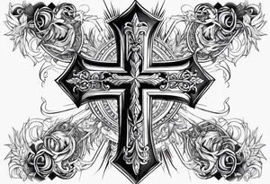 Cross tattoo with lightning tattoo idea