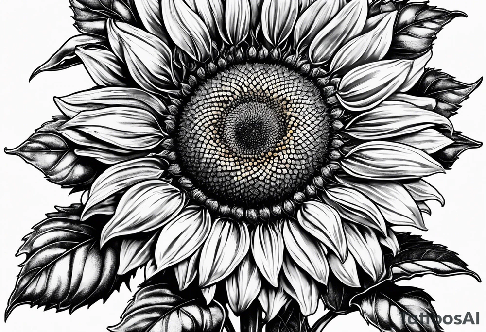 A Sunflower with the letters KJMG on the stern tattoo idea