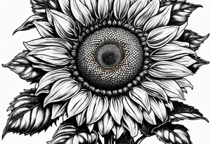 A Sunflower with the letters KJMG on the stern tattoo idea