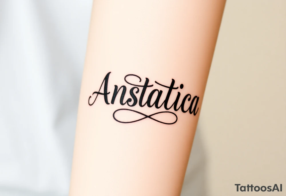 Anastacia in old English font tattoo idea