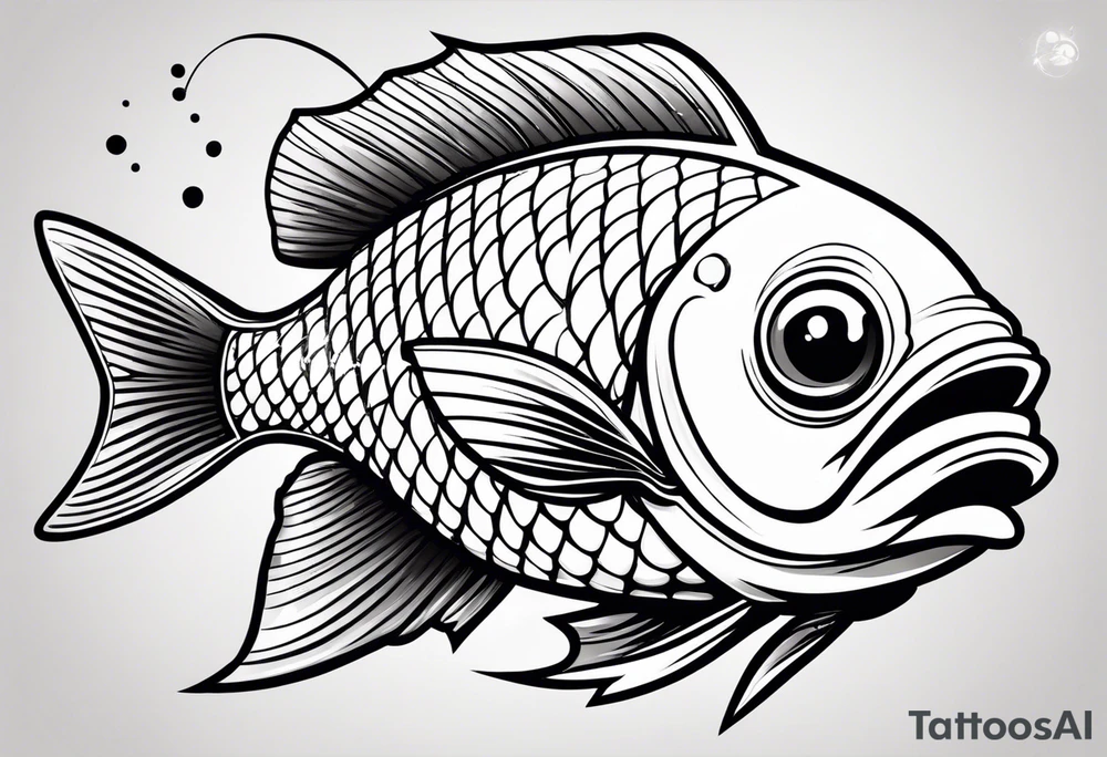 Cartoon fish with a mean face tattoo idea