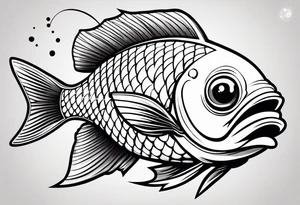 Cartoon fish with a mean face tattoo idea