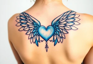 Angel wings, blue, heart, love tattoo idea