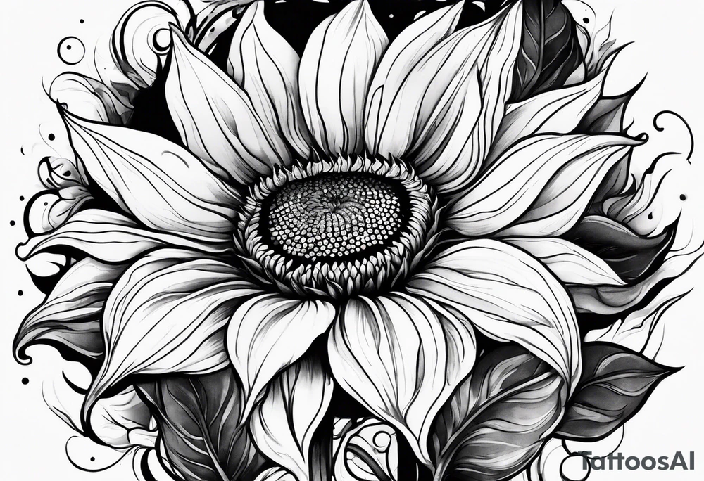 Flower fire an a sunflower tattoo idea