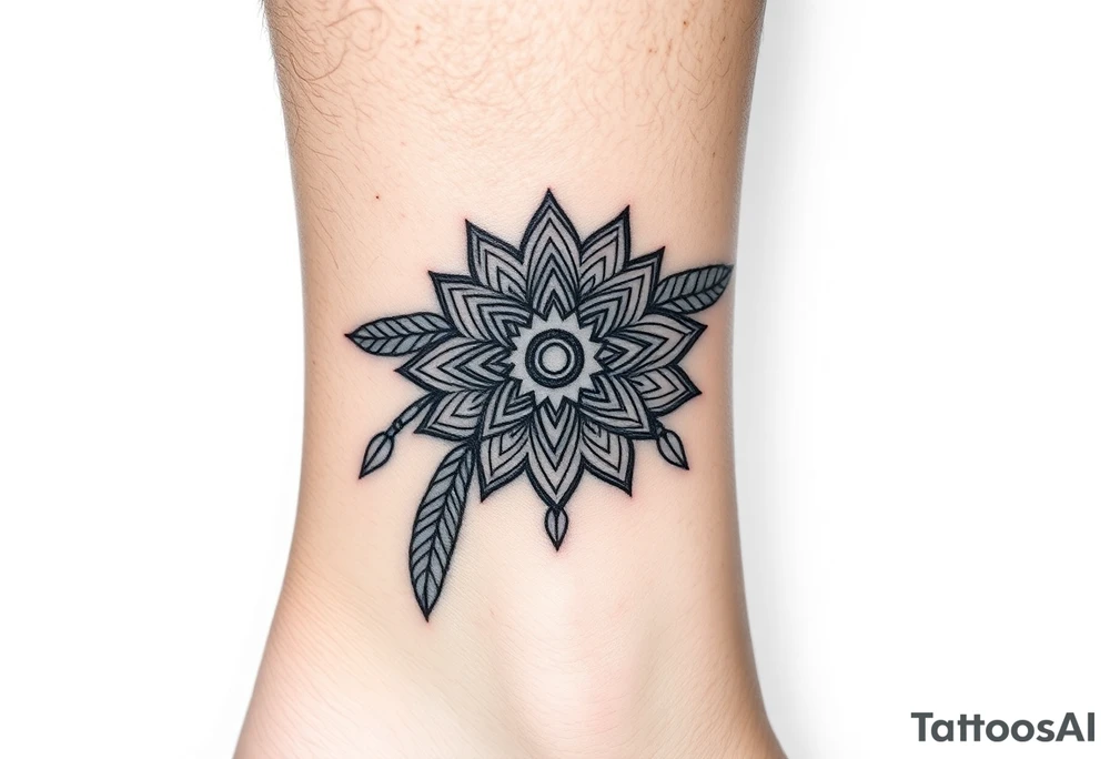 spiritual feathers ornamental mandala shaman tattoo idea