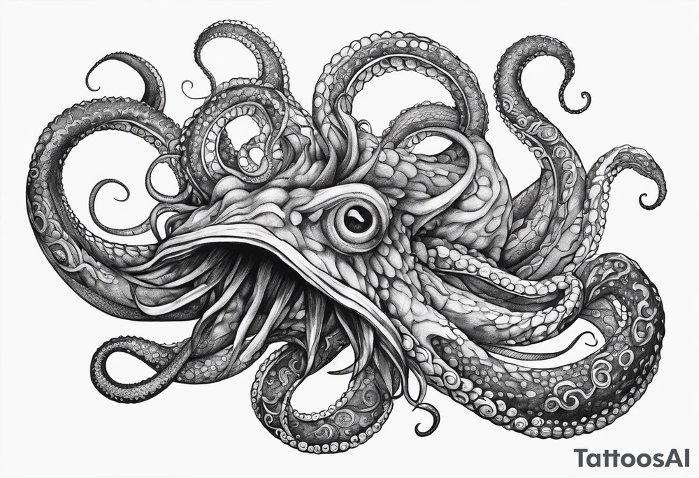 natural real outstretched tentacle tattoo idea