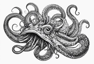natural real outstretched tentacle tattoo idea