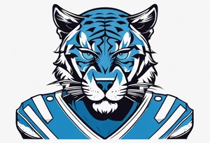 blue wildcat in football attire  morphing into jfootball game night half of the face is a black male school student tattoo idea