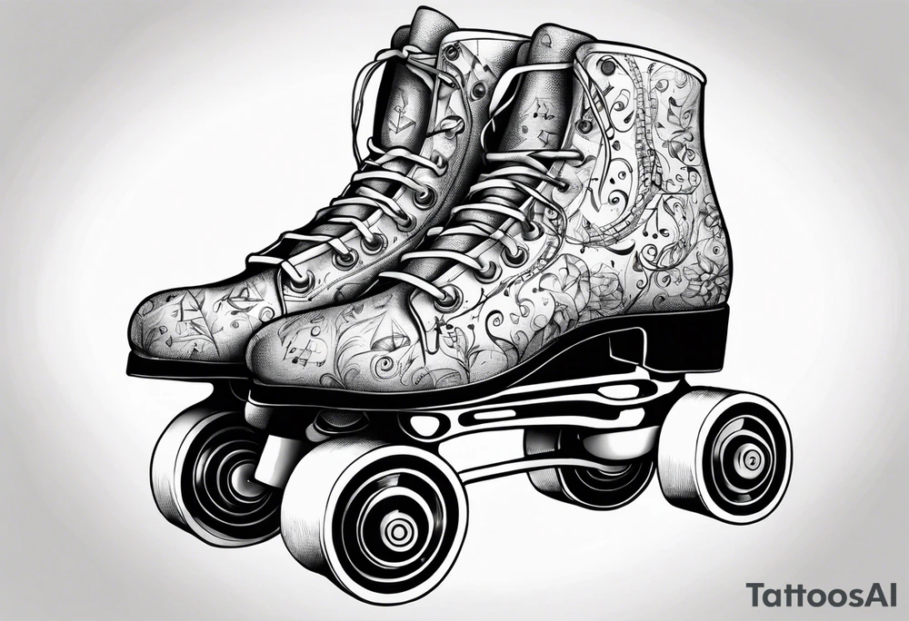 Rollerskates with music notes tattoo idea