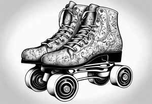 Rollerskates with music notes tattoo idea
