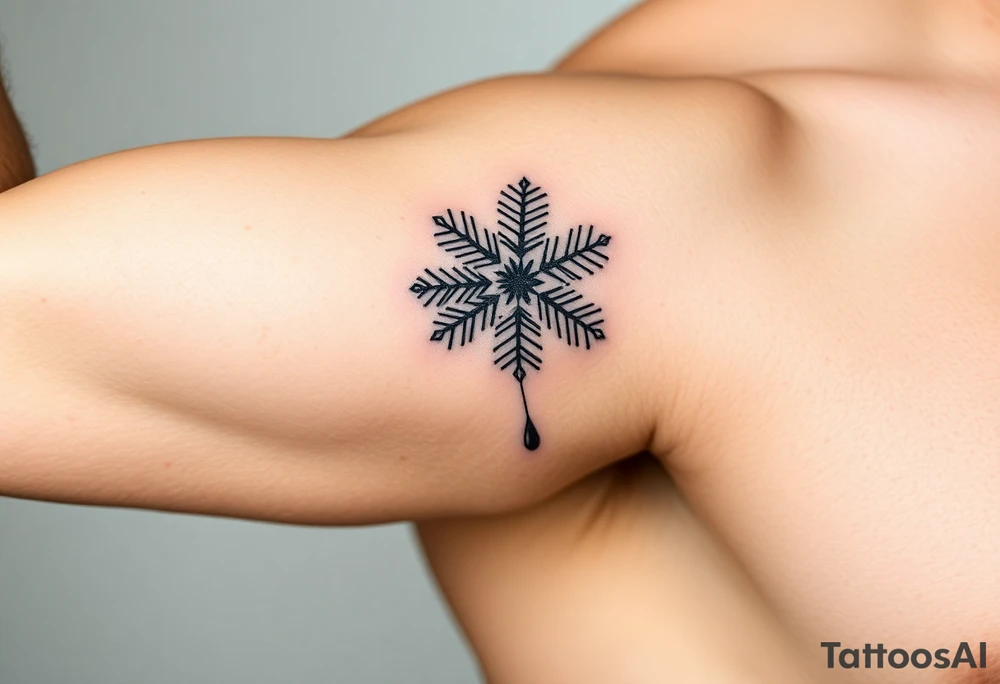 A snowflake melting and turning into rain drops tattoo idea