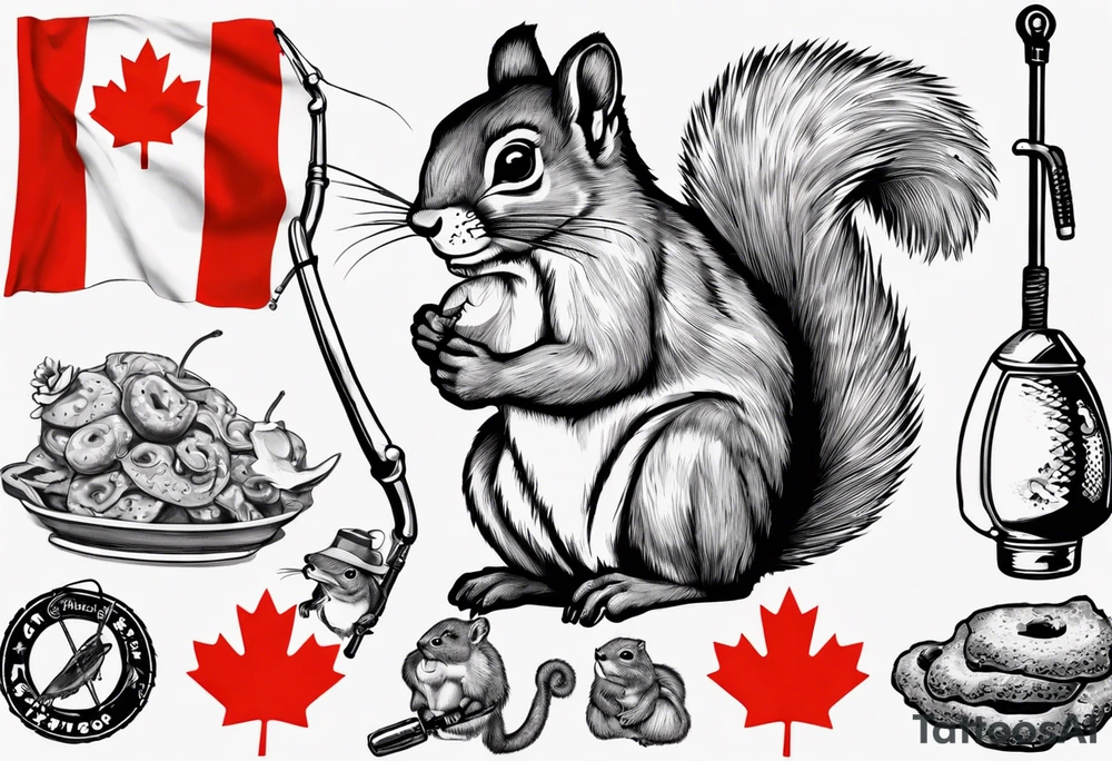 Fishing pole
"1946"
Apple fritter
Squirrel
Canadian flag tattoo idea