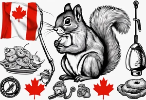 Fishing pole
"1946"
Apple fritter
Squirrel
Canadian flag tattoo idea
