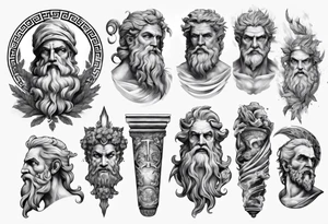 greek zeus sleeve tattoo idea