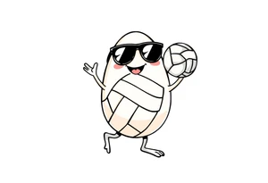 walking egg in sunglasses,
, holding a volleyball tattoo idea