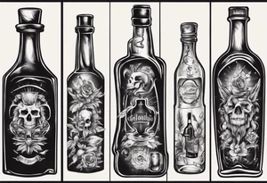 Old alcohol bottles tattoo idea