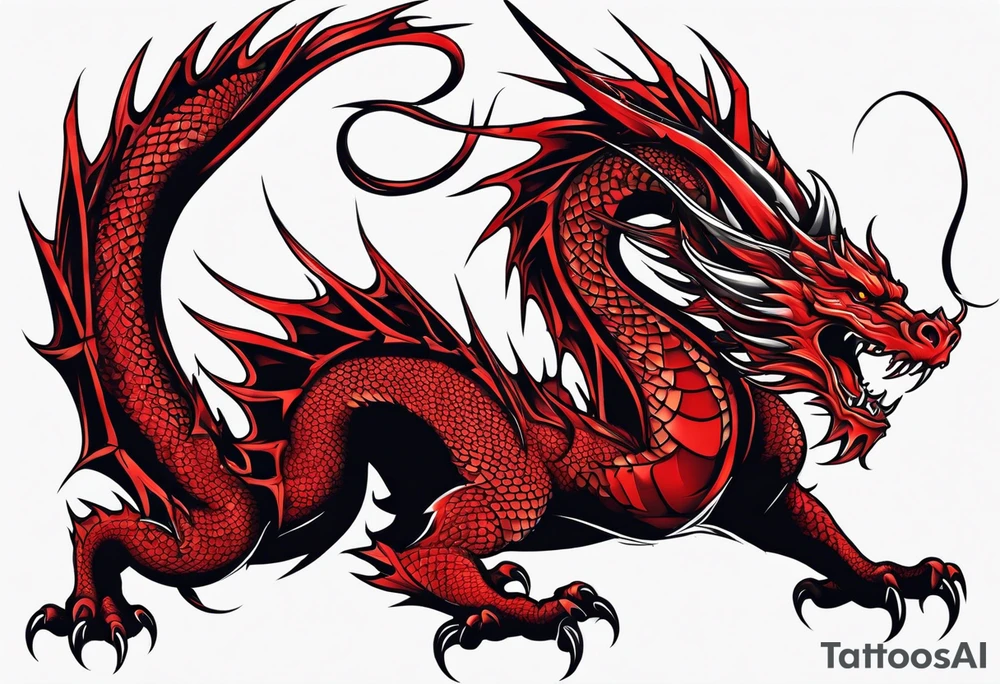 Spiraled Red dragon tattoo idea
