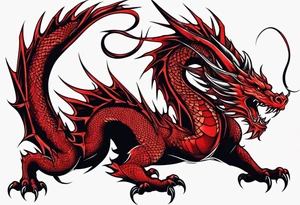 Spiraled Red dragon tattoo idea