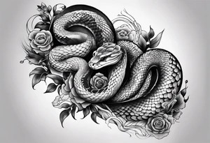 sleeve tattoo of a snake with Japanese designs tattoo idea