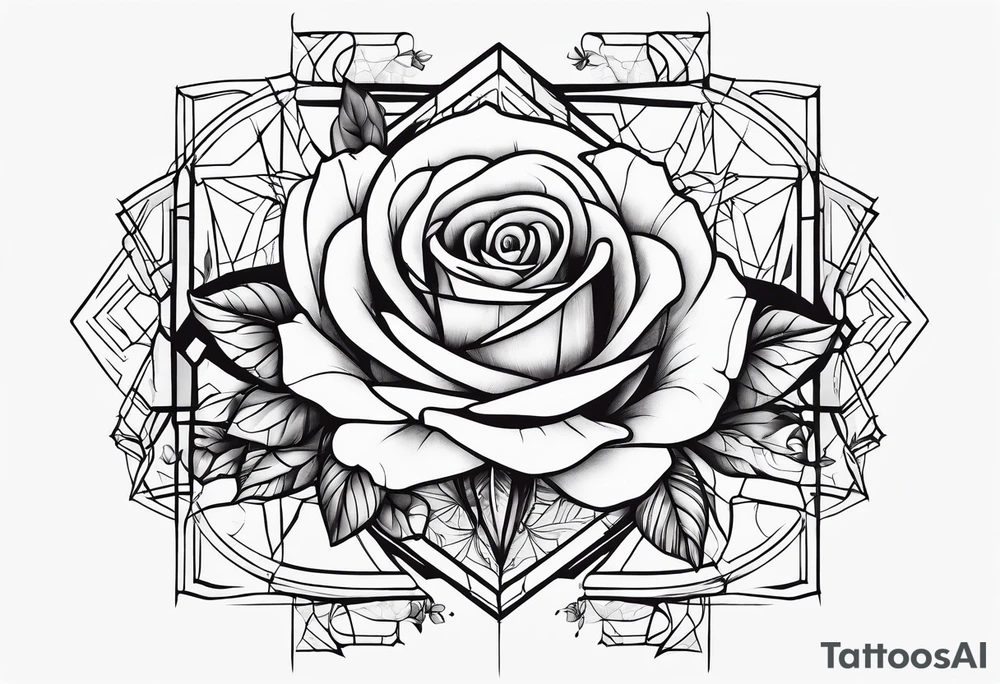 Tesseract with a rose and stars tattoo idea