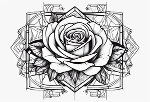 Tesseract with a rose and stars tattoo idea