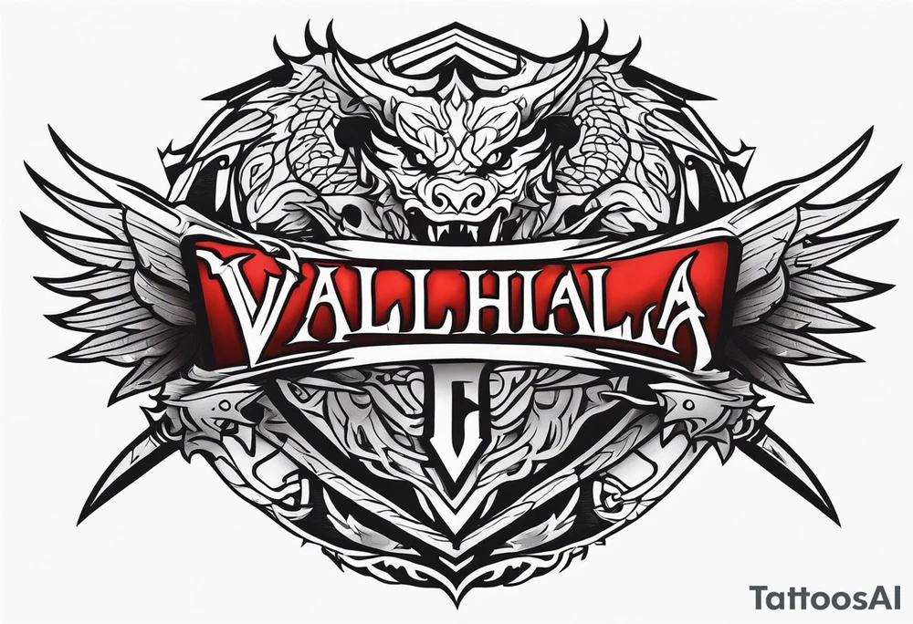 Valhalla fire sword shield dragon tattoo idea