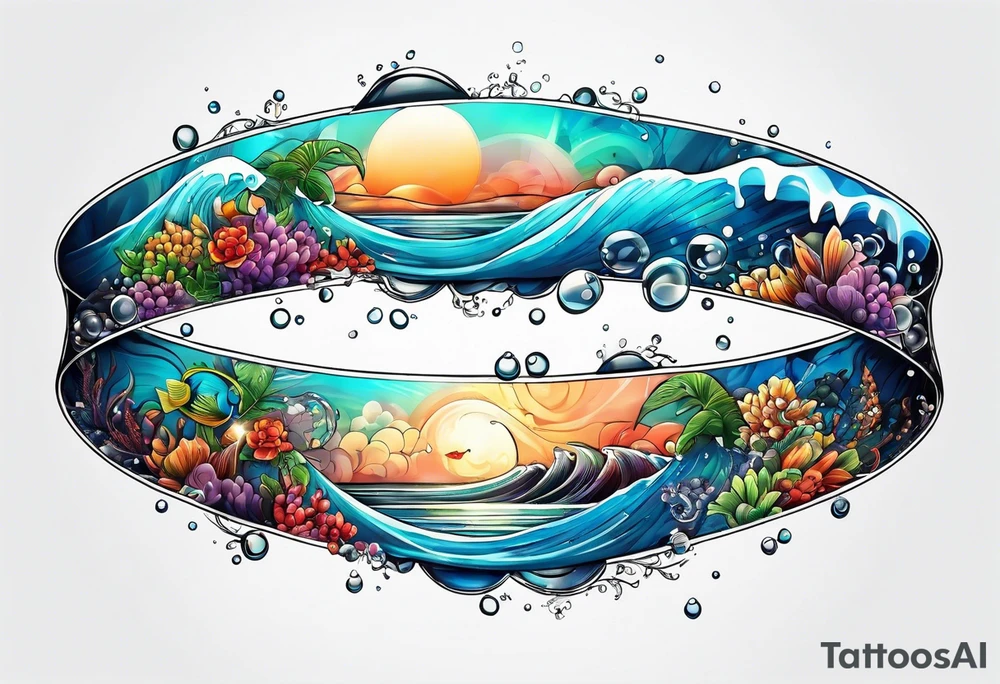 Strand of DNA composed of water themes and competitive swimming. tattoo idea