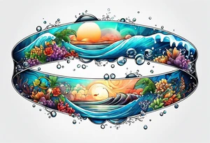 Strand of DNA composed of water themes and competitive swimming. tattoo idea