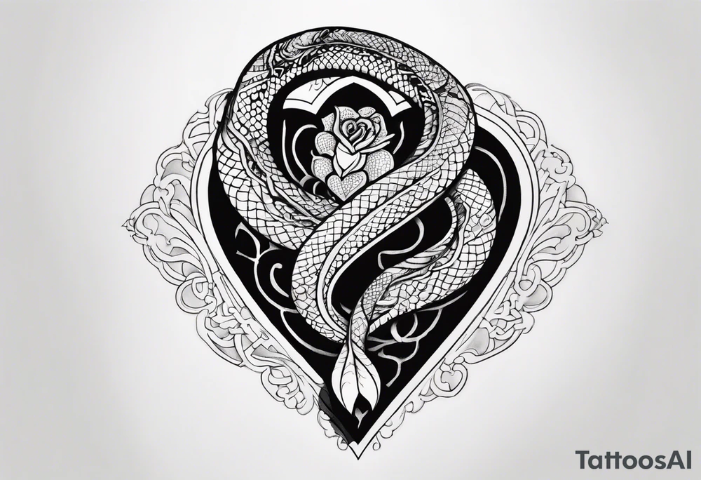 a snake who has swallowed a heart tattoo idea